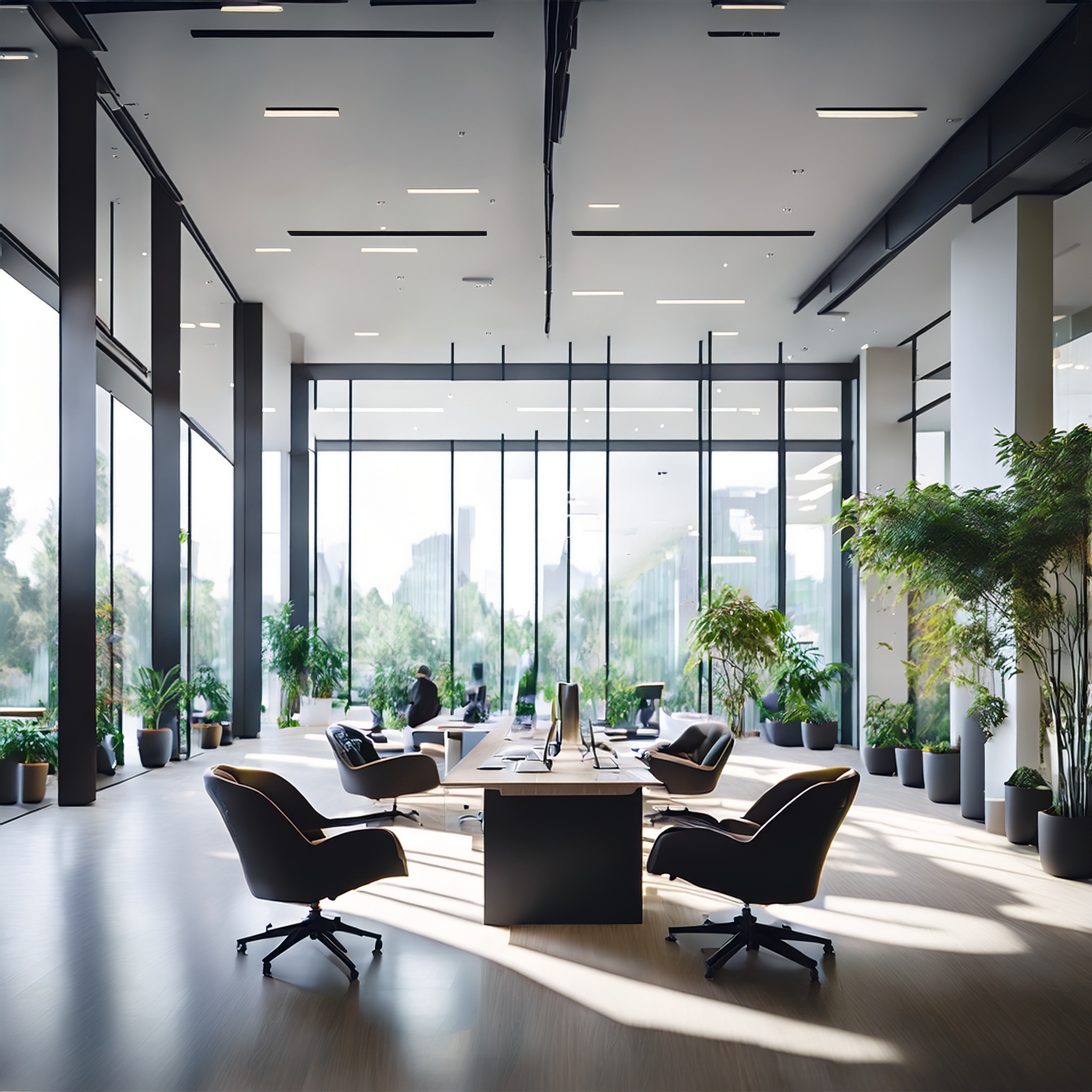 Elegant office interior with professional tax advisors at work